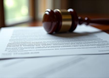 Legal gavel and documented contract representing professional terms and conditions